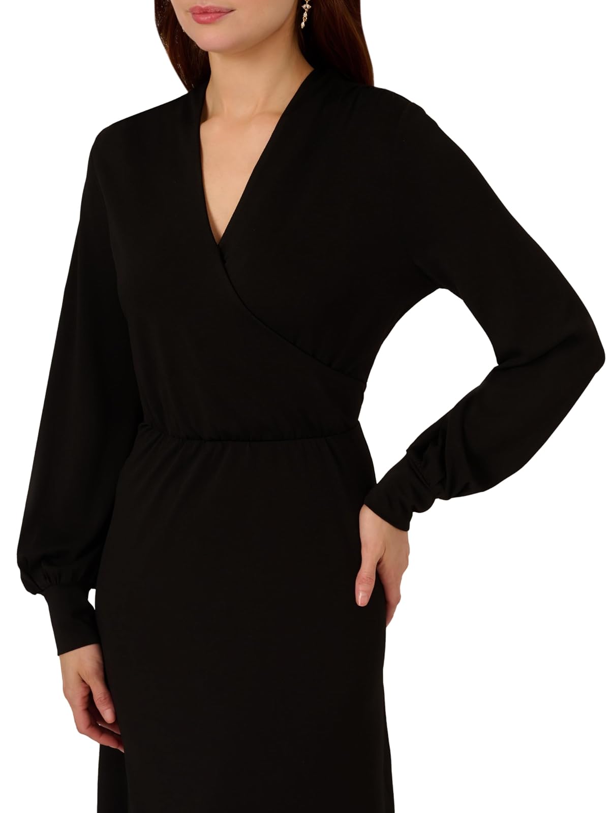 Adrianna Papell Long Sleeve Wrap Midi Dress Vestido informalMujer