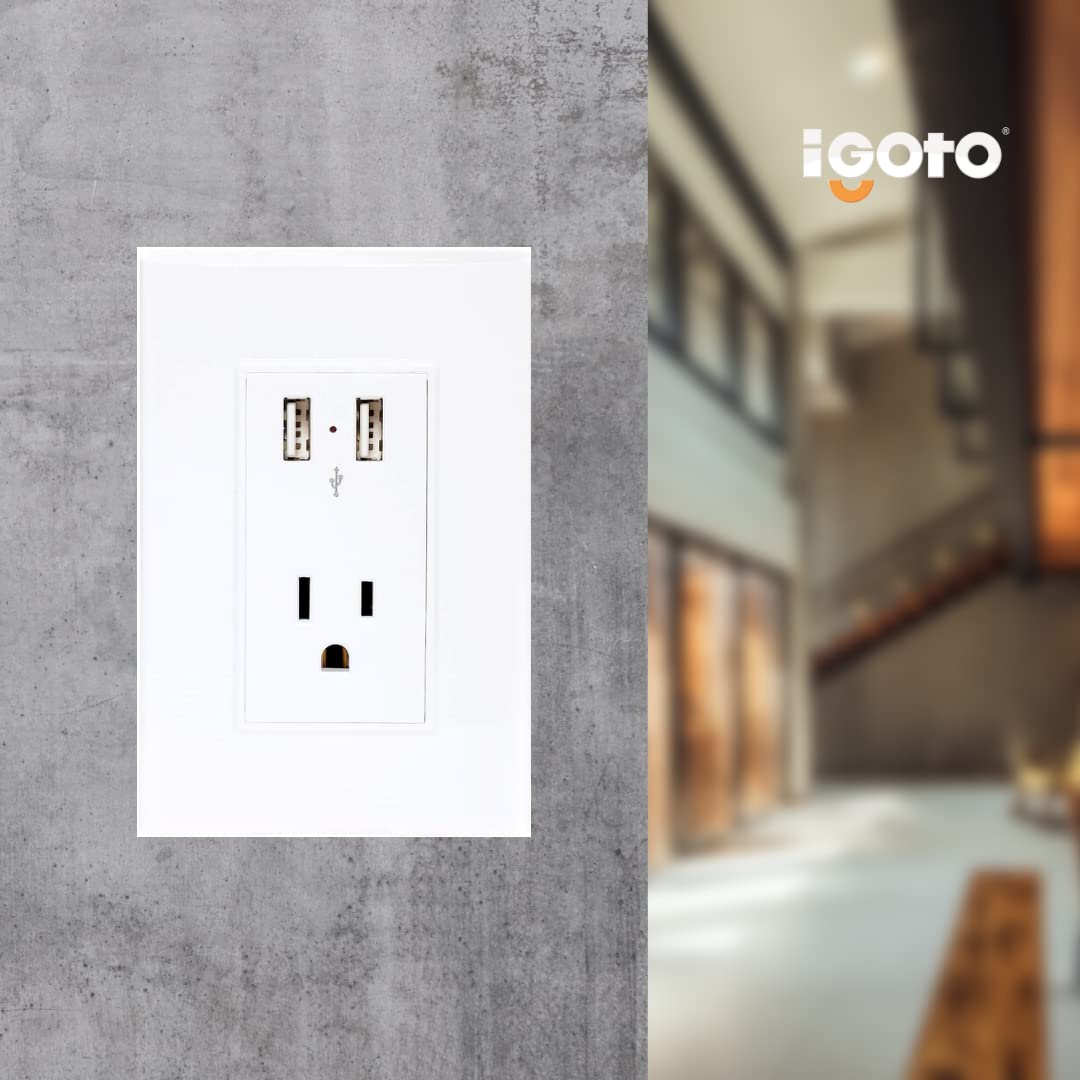 iGOTO PB106UL-B Contacto doble con USB y Placa Sencilla