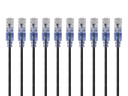 Monoprice SlimRun Cable de Conexión Ethernet Cat6A, 10 Gbit/s - Negro - 1ft - Paquete de 10