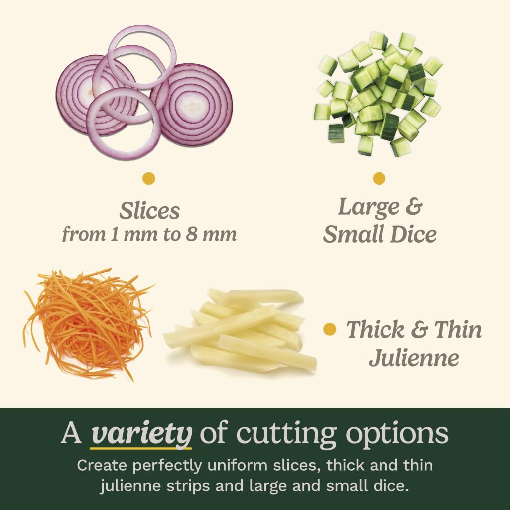 Cuisinart Mandolina Vertical Precision Slice Ajustable | Mandolina compacta y plegable, Tubo de alimentación extra ancho se adapta fácilmente a los cortes más grandes de alimentos