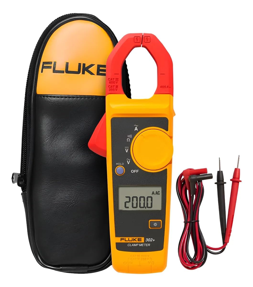 Fluke Multimetro de Gancho Pinza Amperimétrica 302+ Profesional 400 A CA Compacta Precisa Segura (Valor Medio)