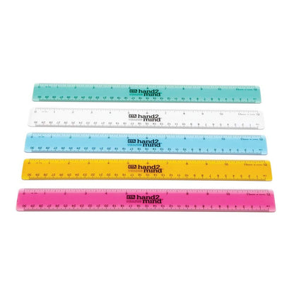 hand2mind Reglas de plástico Safe-T multicolor, transparente, semiflexible de 30,5 cm (paquete de 10)