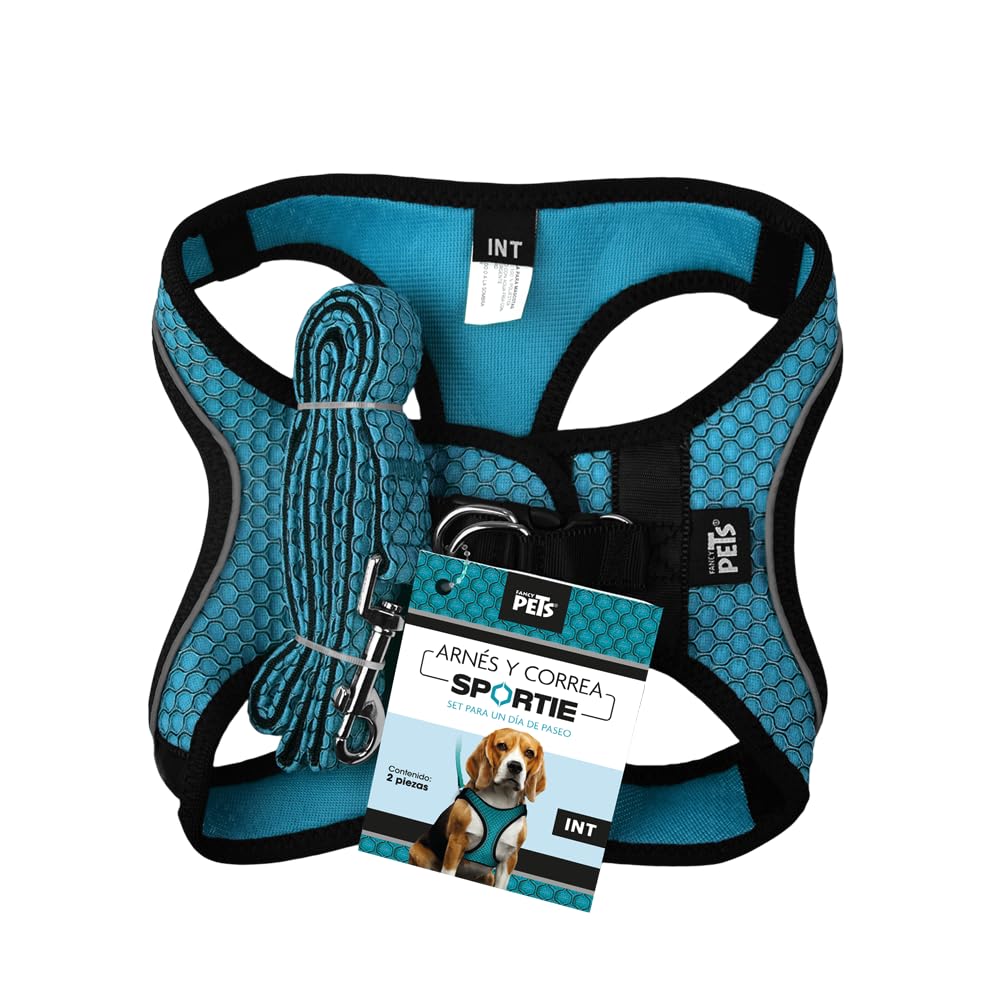 Fancy Pets Set Arnés y Correa Sportie para Perro - Intermedio - Azul