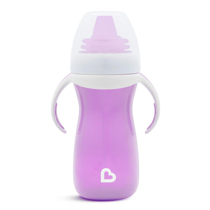 Munchkin Soft Transition Vaso Entrenador con Asas, 10 oz, +9 Meses - Púrpura