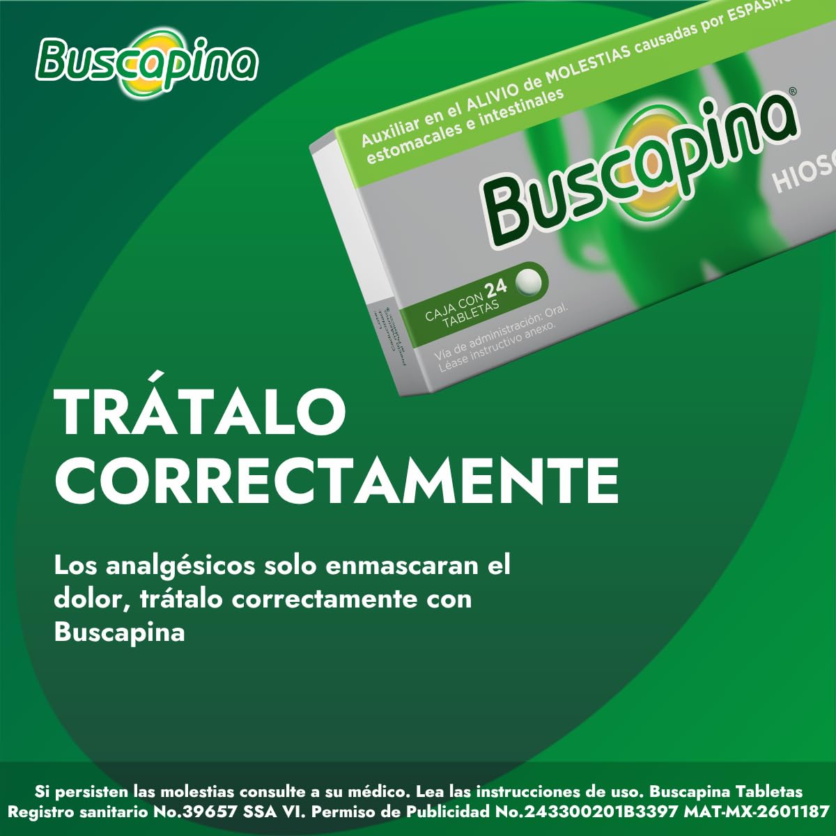 Buscapina Auxiliar en el Alivio del Dolor de Panza 24 tabletas. Alivio Eficaz del Dolor, Causados por Espasmos, Cólicos Estomacales e Intestinales