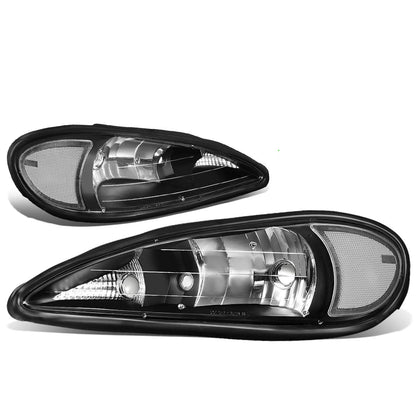 DNA Motoring Faros Delanteros Halógeno para Pontiac Grand Am - Negro -