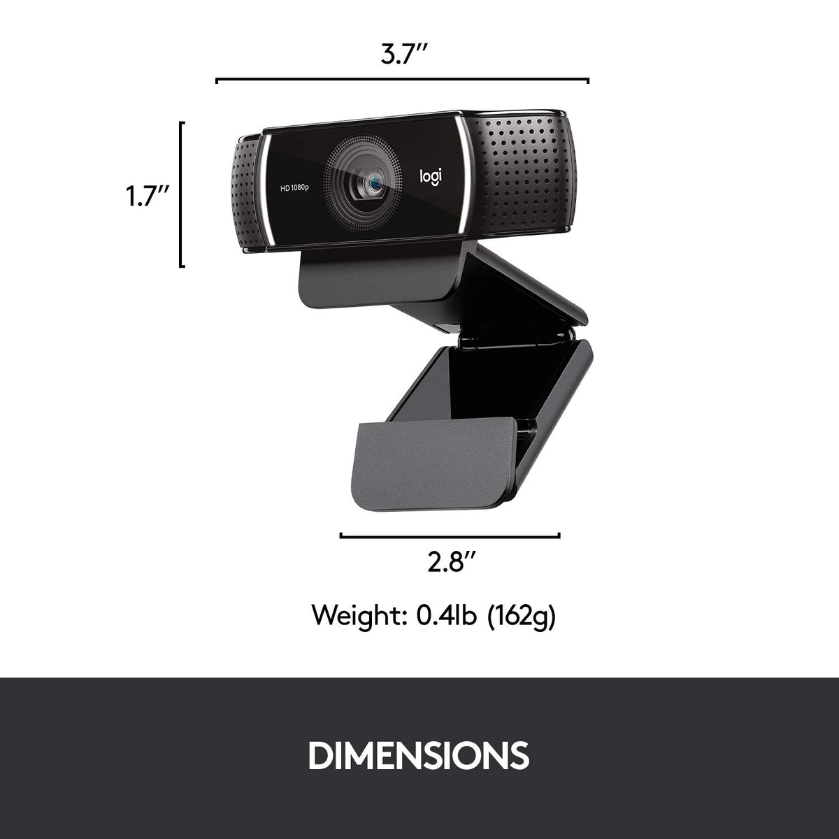 Logitech C922 Pro Stream 1920 x 1080 Pixeles, conexión USB, Webcam 1080p, 60 fps, Trípode Incluido y Licencia Gratuita de 3 Meses para XSplit, Negra