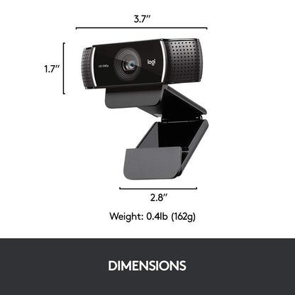 Logitech C922 Pro Stream 1920 x 1080 Pixeles, conexión USB, Webcam 1080p, 60 fps, Trípode Incluido y Licencia Gratuita de 3 Meses para XSplit, Negra