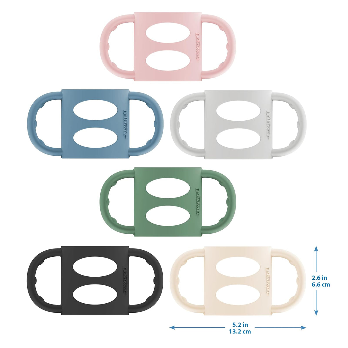 Dr. Brown’s® Milestones™ 100% Silicone Baby Bottle Handles, Narrow, Light Pink, Ecru, Black, 3 Pack, 4m+