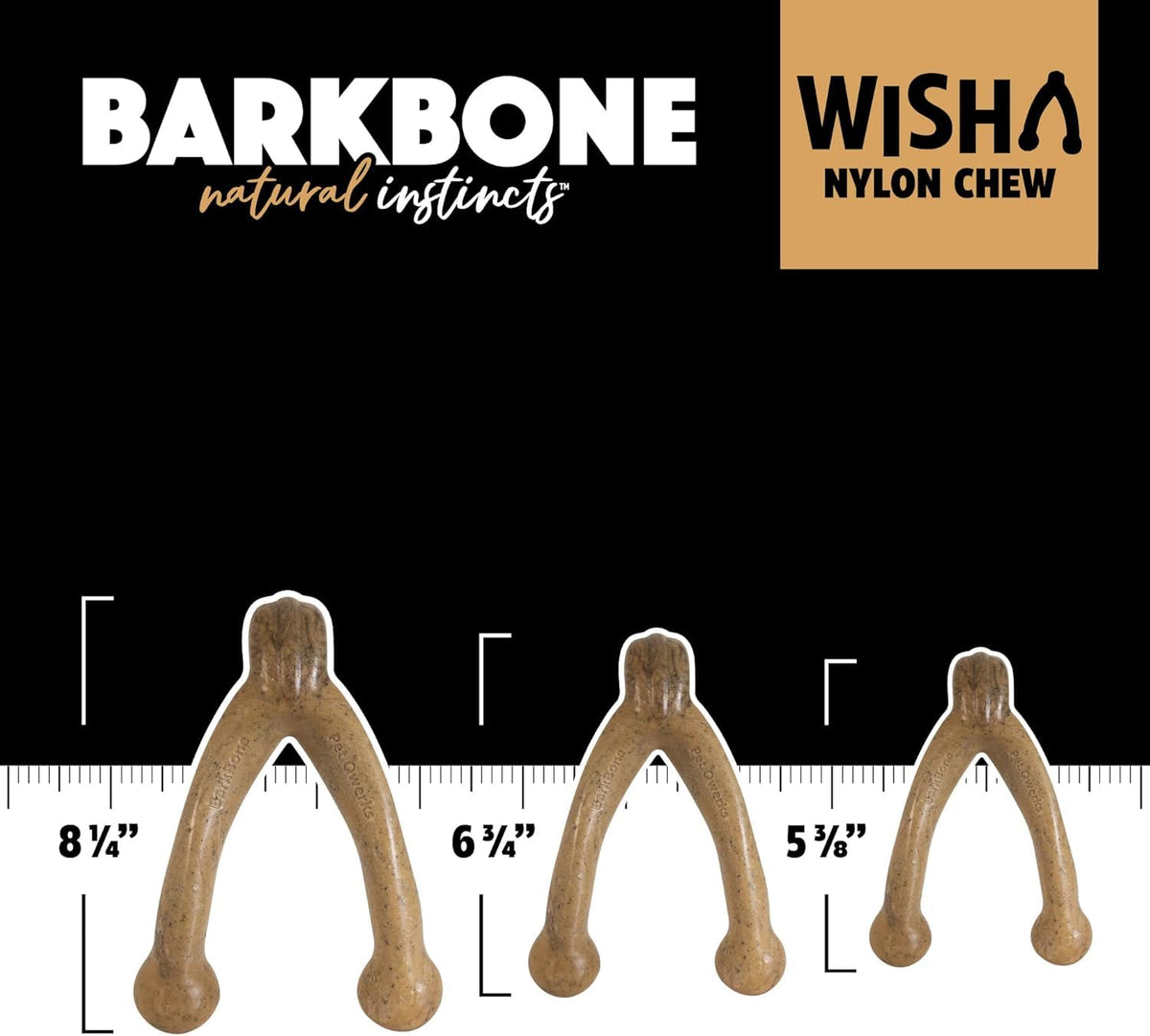 Pet Qwerks BarkBone Wishbone, Juguete de Hueso masticable de Nailon con Sabor a Pavo Tostado, Mediano, 6.7 Pulgadas