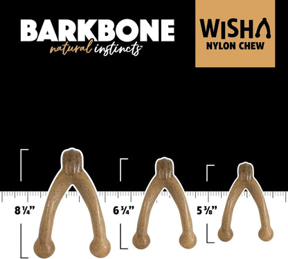 Pet Qwerks BarkBone Wishbone, Juguete de Hueso masticable de Nailon con Sabor a Pavo Tostado, Mediano, 6.7 Pulgadas