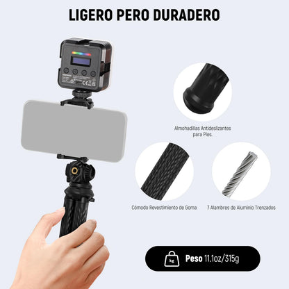 NEEWER Trípode Flexible Teléfono, Pequeño Mini Soporte Escritorio para Cámara con Oculto Phone Holder Adaptador Cámara Acción, Compatible con iPhone GoPro dji Insta360 Samsung para Video Vlogs, TP34