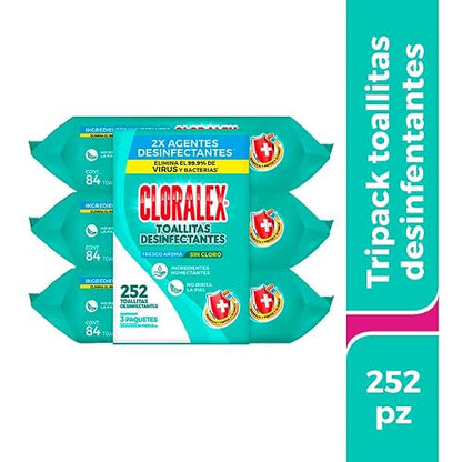 Cloralex Toallitas Desinfectantes 3 Paquetes con 84 pzas c/u