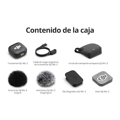 Transmisor DJI Mic 3, Micro inalámbrico Mini para iPhone/cámara/Android | Ligero e intuitivo, micrófono lavalier, flotante de 32 bits, código de tiempo integrado, vlog, entrevistas y streaming