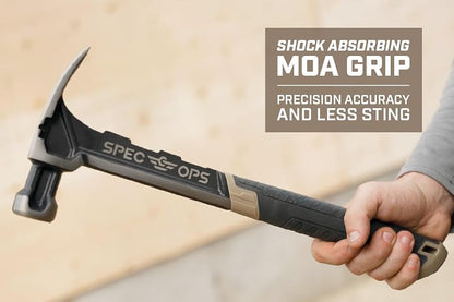 Spec Ops Tools - Martillo de clavar, 16 onzas, garra rasgada, cara lisa, agarre absorbente de golpes, 3% donado a veteranos