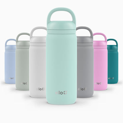 Ello Cooper Twist - Botella de agua de acero inoxidable de 18 onzas con tapa de chug, a prueba de fugas, doble pared y aislada al aspiradora, se adapta a portavasos de automóvil, bucle de transporte