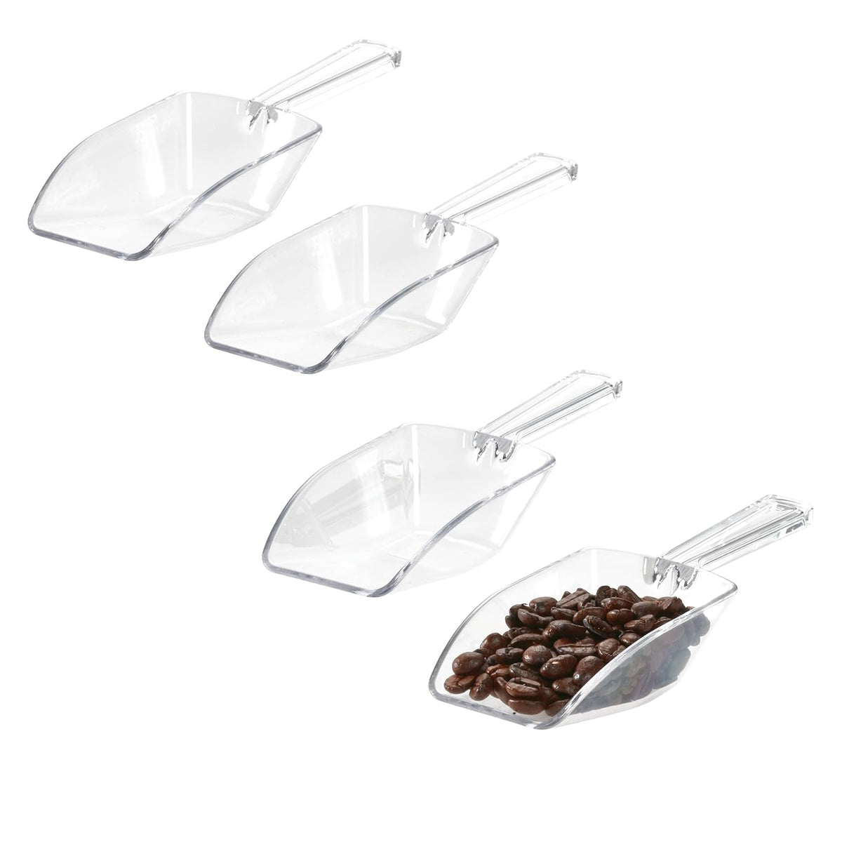 InterDesign Basic Cuchara dosificadora de 1/3 de taza, cucharas medidoras grandes de plástico, juego de 4 piezas para medidas de cocina, transparente