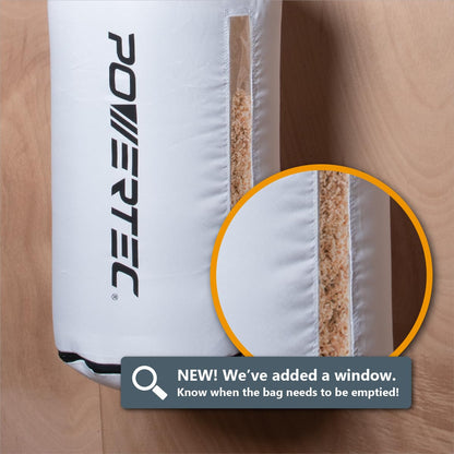 POWERTEC Bolsa colectora de polvo con abrazaderas de manguera de llave de 4 pulgadas, bolsa de polvo de 30 micras para DeWalt DW735, DW734, WEN PL1326, PL1303 cepilladora, colector de polvo DC3401 y