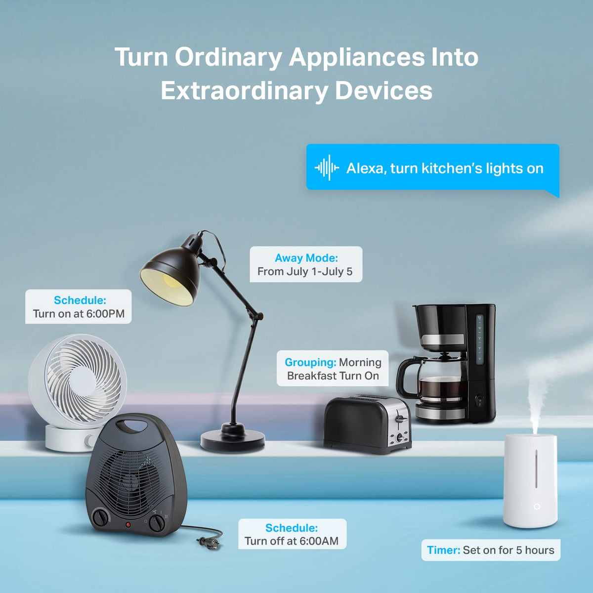 Kasa Smart Plug Mini 15A, toma Wi-Fi para el hogar inteligente funciona con Alexa, Google Home e IFTTT, no requiere concentrador, certificado UL, WiFi 2.4G solamente, paquete de 4 (EP10P4), blanco