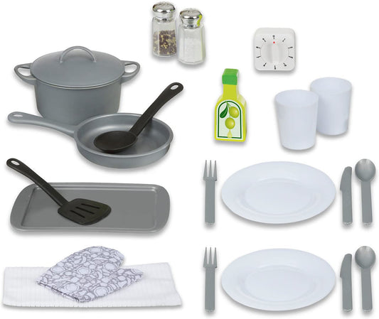 Melissa & Doug Set de Accesorios de Cocina, Juego de Imitación, Construcción Resistente, Complemento Para Cocinas de Juguete (22 Piezas)