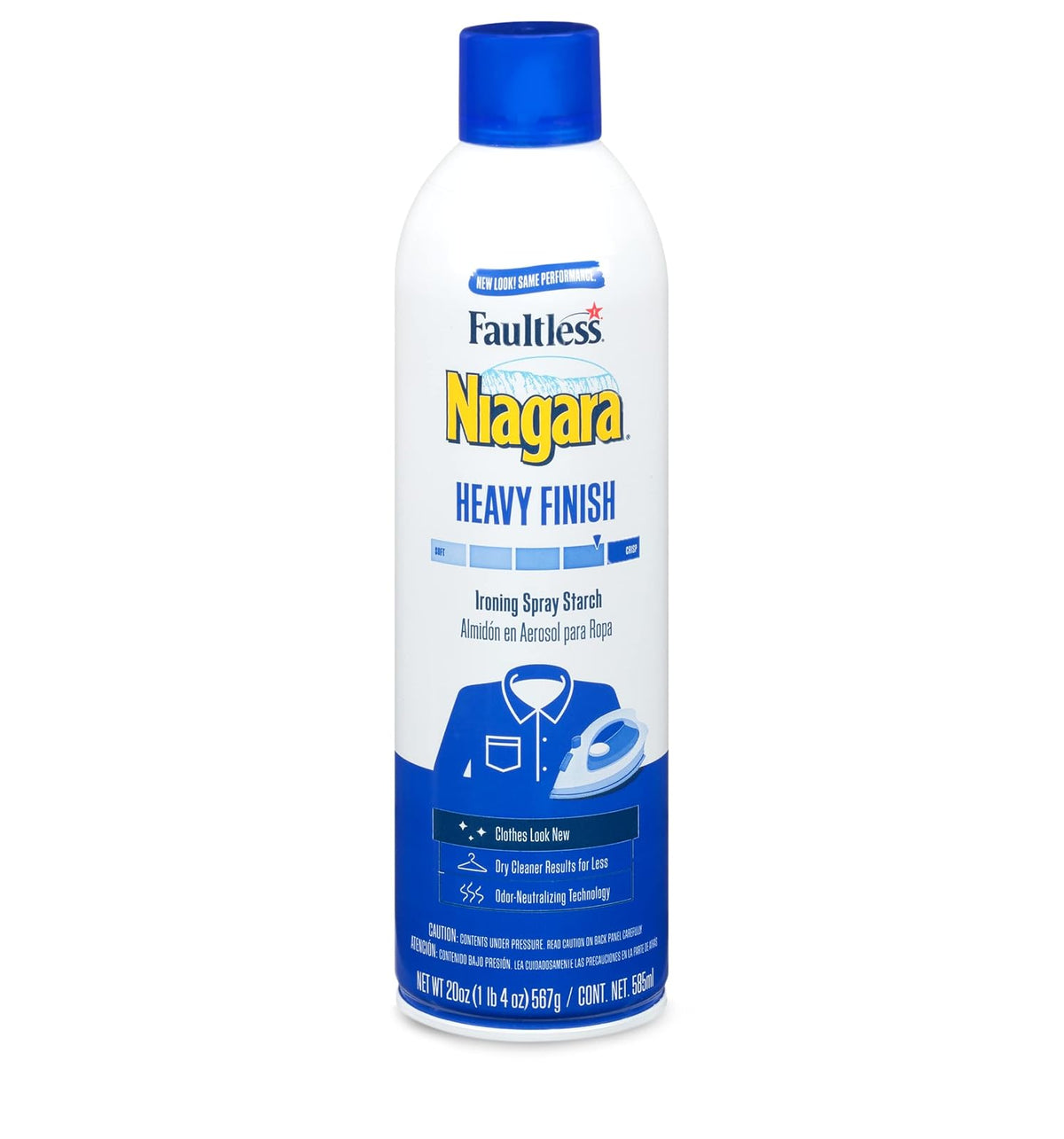 Almidón en Aerosol Niagara Heavy Finish para Ropa | Quita Arrugas Extra Crujiente y Ayuda al Planchado, Fijaci?n Fuerte, No Se Descascara ni Obstruye, Latas de 20 Oz (Paquete