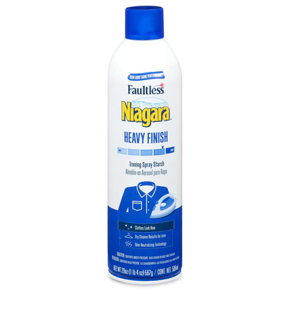 Almidón en Aerosol Niagara Heavy Finish para Ropa | Quita Arrugas Extra Crujiente y Ayuda al Planchado, Fijaci?n Fuerte, No Se Descascara ni Obstruye, Latas de 20 Oz (Paquete