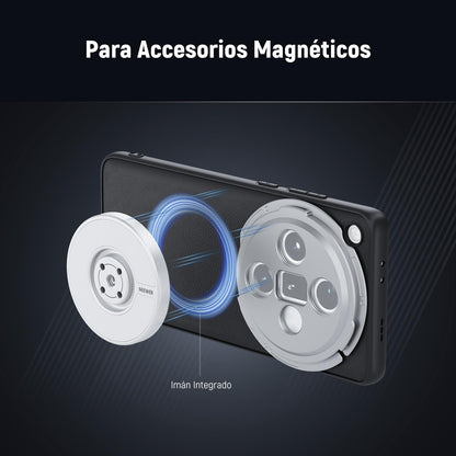 NEEWER X200 Pro Funda,Protectora Phone Case Compatible con Vivo X200 Pro, Resistente TPU + PC Faux Cuero con 17mm Lens Mounts & 67mm Adaptador Filtro para Carga Inalámbrica, PA114 Negro+Plateado