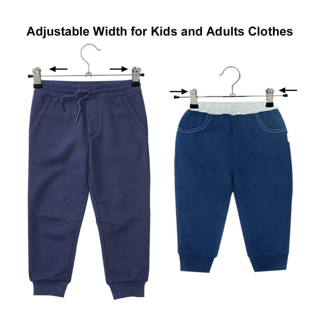 NORTHERN BROTHERS - Perchas para Pantalones con Clips, Paquete de 20 Unidades, Colgador de Metal Ajustable, Perchas para Falda con Clips, Perchas para Ahorrar Espacio para Jeans
