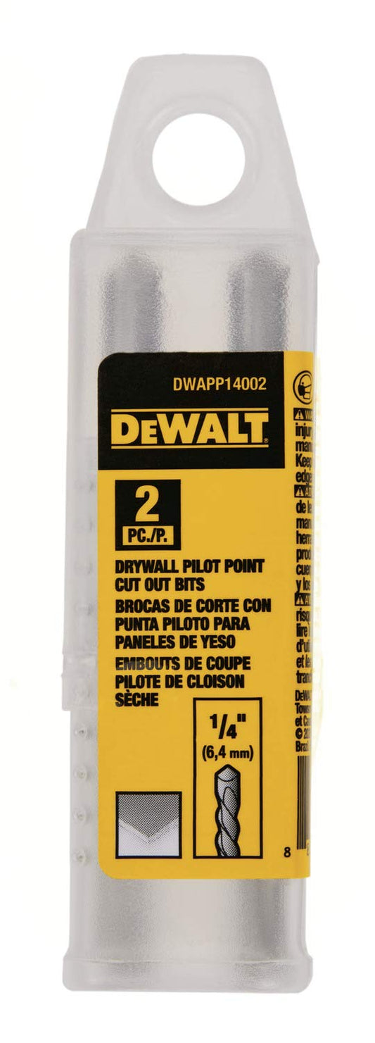 DEWALT DWAPP14002 - Broca de corte de punto de pared seca de 1/4 pulgadas, paquete de 2