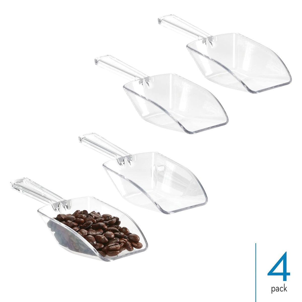 InterDesign Basic Cuchara dosificadora de 1/3 de taza, cucharas medidoras grandes de plástico, juego de 4 piezas para medidas de cocina, transparente