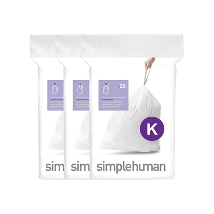 simplehuman Bolsas de Basura a la Medida Paquete de 60 - 60 bolsas - código K