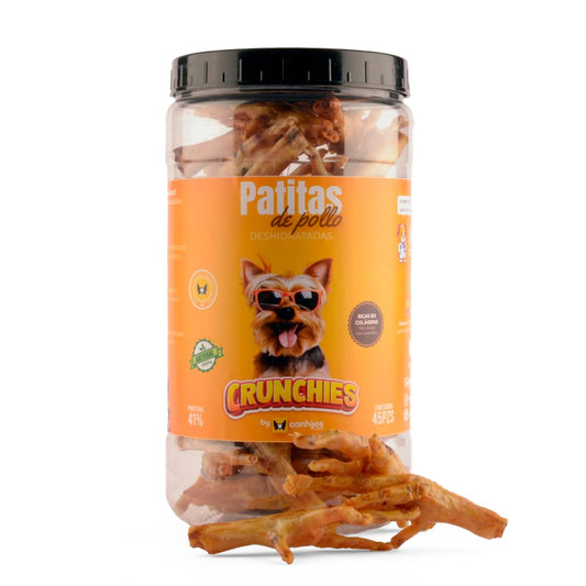 Crunchies by Canhijos - Premios para Perros - 45 Patitas de Pollo deshidratadas