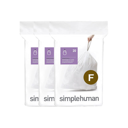 simplehuman Bolsas de Basura a la Medida Paquete de 60 - 60 bolsas - código F