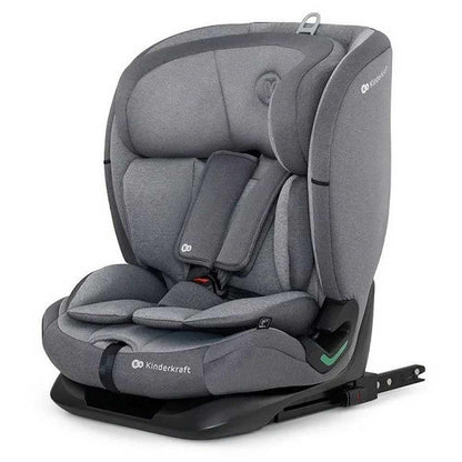 Kinderkraft ONETO3 I-Size Autoasiento Isofix, Asiento de carro, Niños Grupo 1/2/3, 9-36 Kg, R129, Protectores Laterales, Top Tether, Ajustar con una Mano, Silla de Automóvil, Easy Grow System, Gris