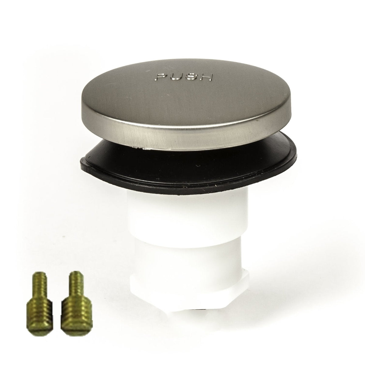 PF Waterworks Tapón universal para bañera, para presionar con el pie, Níquel pulido, Níquel cepillado - cepillado níquel