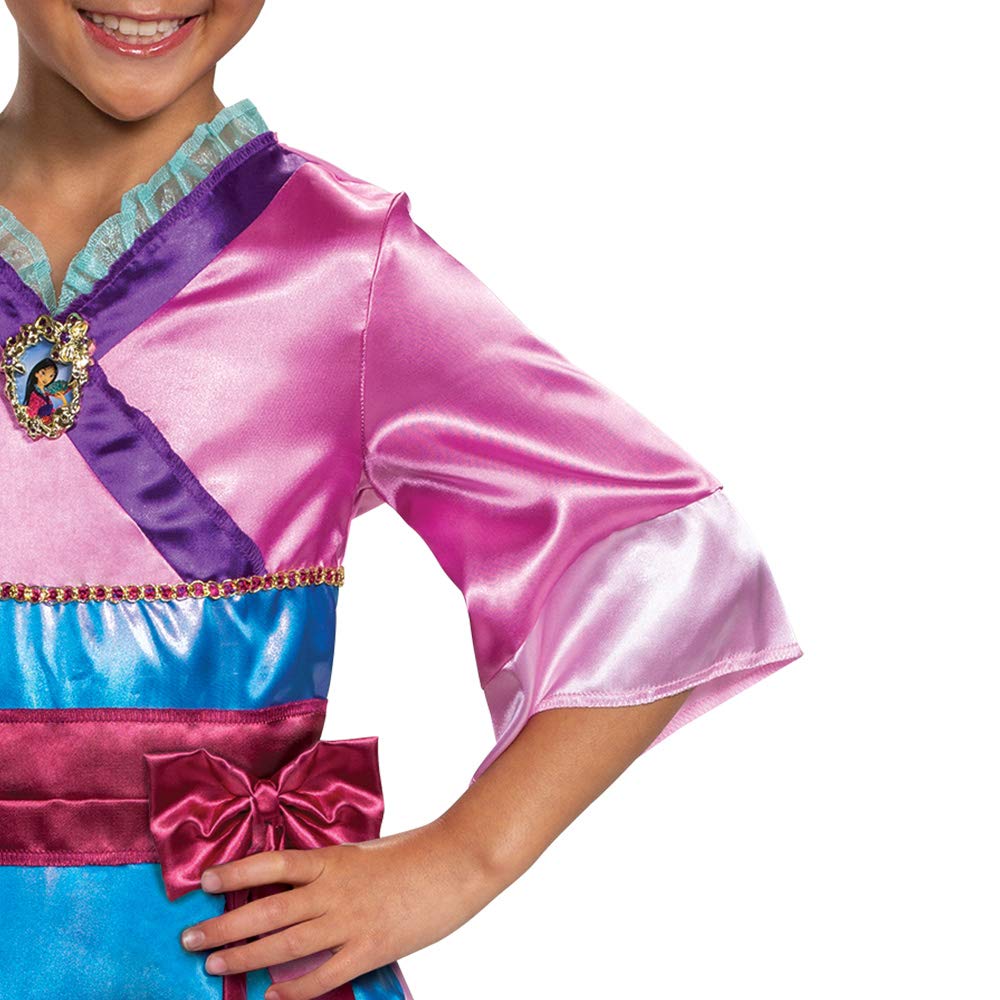 Disguise Disney Princess Mulan - Vestido de disfraz para niñas, disfraz de personajes infantiles, talla clásica para niños, talla S (4-6x), rosa (14039L)