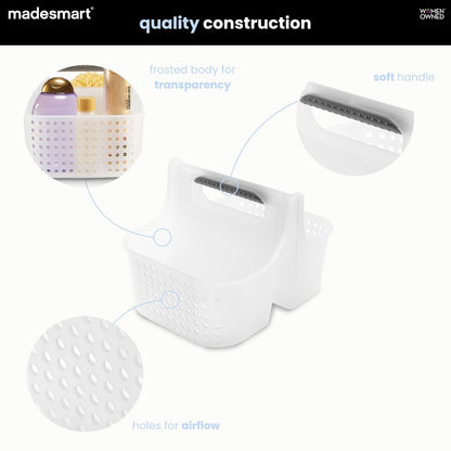 Madesmart - Bolsa de Ducha de Agarre Suave de 2 Compartimentos para organización de baño, cubeta de Almacenamiento de plástico, tamaño pequeño, Escarcha