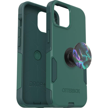 OtterBox - Funda para iPhone 15, iPhone 14 y iPhone 13 Commuter Series - (Get Your Greens) + PopSockets PopGrip - ágata (ágata de Aceite), Delgada y Resistente, amigable con el Bolsillo, con