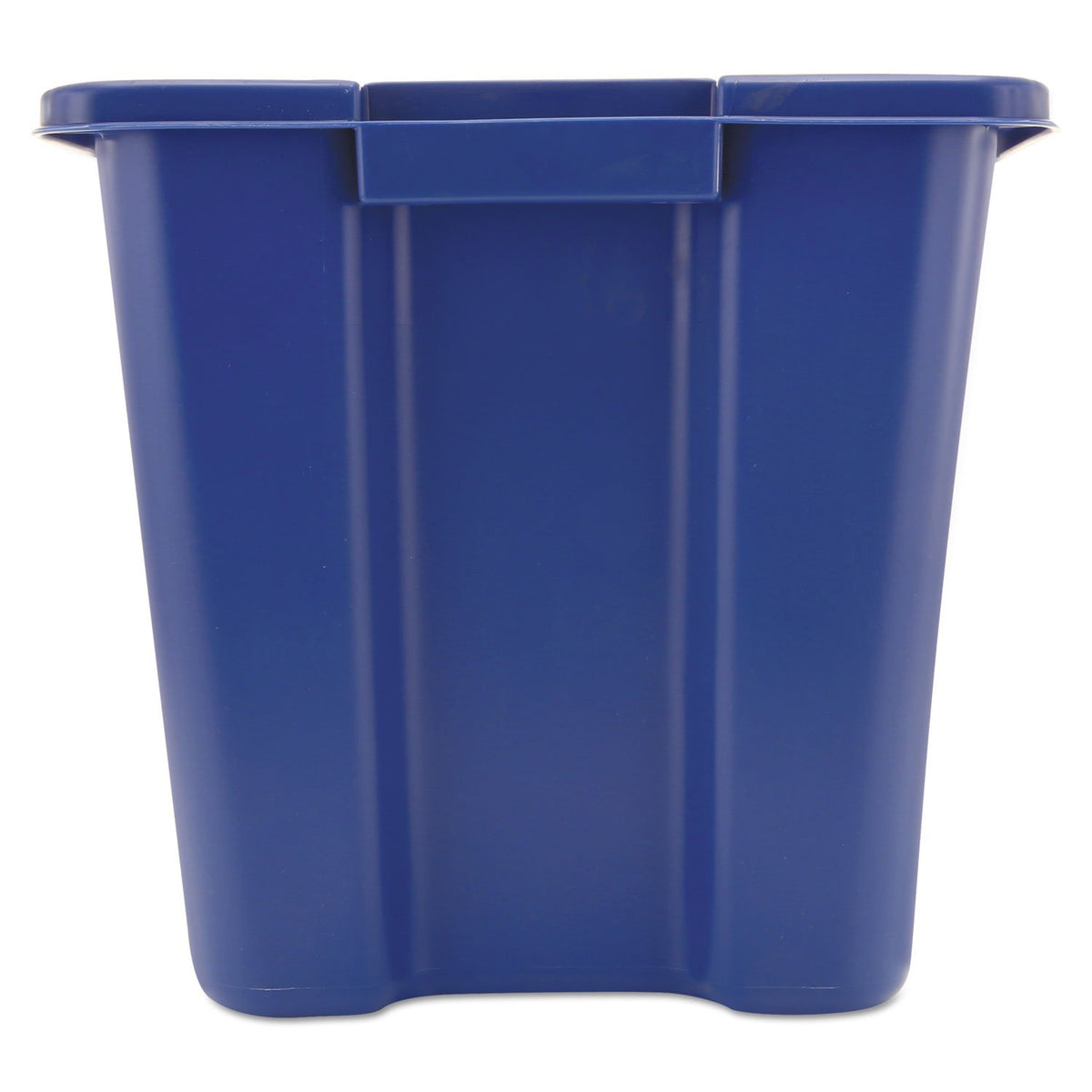 Rubbermaid Commercial Products – Caja de Reciclaje Apilable con Asas Integradas para Fácil Transporte, Bote Resistente para Interiores y Exteriores, Capacidad de 53 L, Azul FG571473BLUE