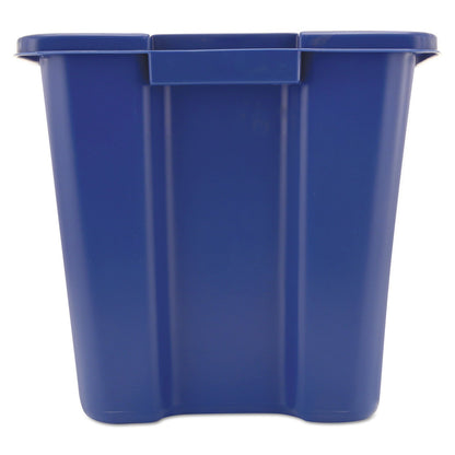 Rubbermaid Commercial Products – Caja de Reciclaje Apilable con Asas Integradas para Fácil Transporte, Bote Resistente para Interiores y Exteriores, Capacidad de 53 L, Azul FG571473BLUE