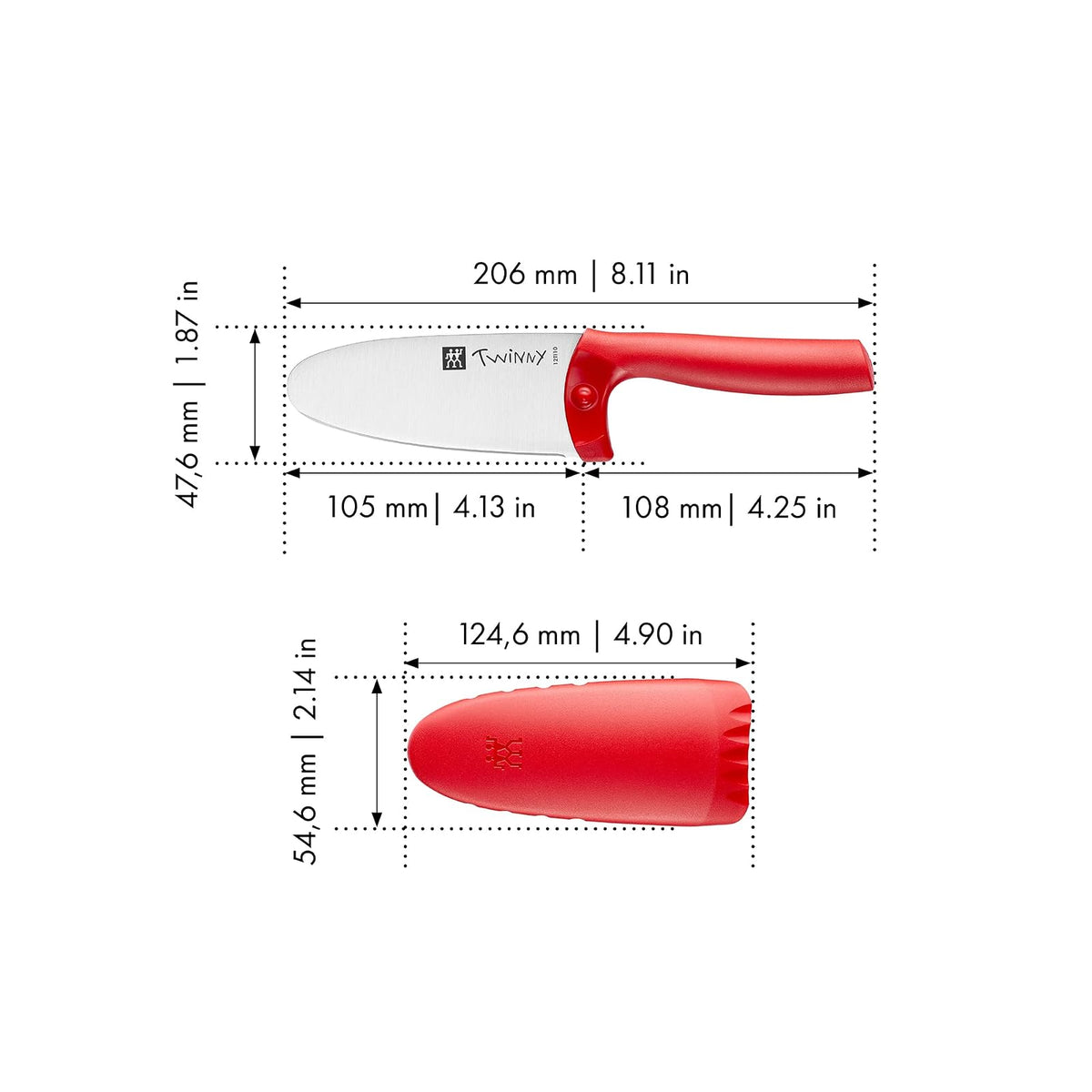 ZWILLING TWINNY - Cuchillo de chef para niños, color rojo