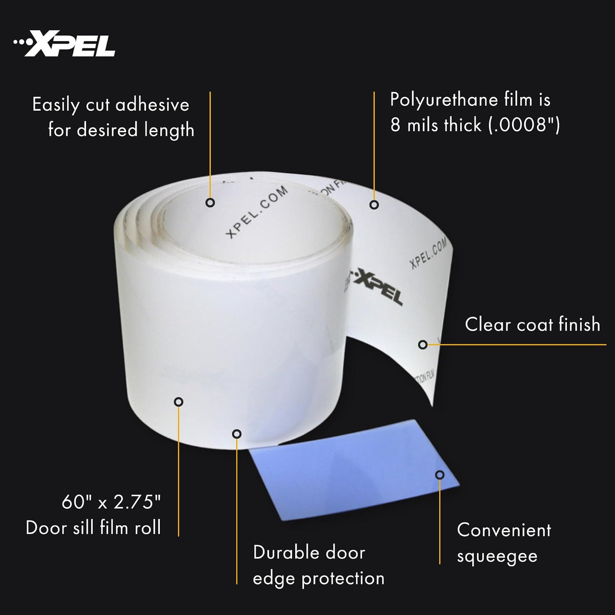 XPEL - Kit de película protectora para umbral de puerta universal, Transparente, 2.75"x60"