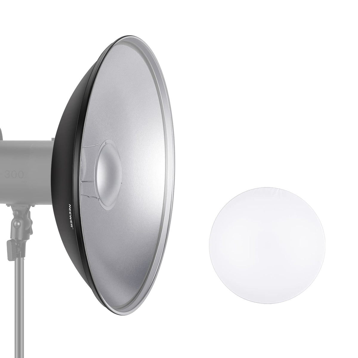 NEEWER 16"/41cm Aluminio Standard Reflector Beauty Dish | Con Blanco Difusor Sock, para Bowens Montura Studio Flash de Estudio Light, NEEWER Vision 4 ML300 S101-300W S101-400W Etc