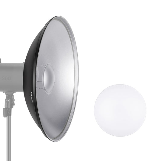 NEEWER 16"/41cm Aluminio Standard Reflector Beauty Dish | Con Blanco Difusor Sock, para Bowens Montura Studio Flash de Estudio Light, NEEWER Vision 4 ML300 S101-300W S101-400W Etc