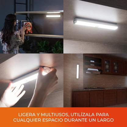 Tecnolite - Paquete de 2 Lámparas Regleta Magnética Recargable 28 cm LED 4 W, Luz de Día, Sensor de Movimiento, Luz Armario, Escalera, Closet, Cocina, Lámparas Portátiles
