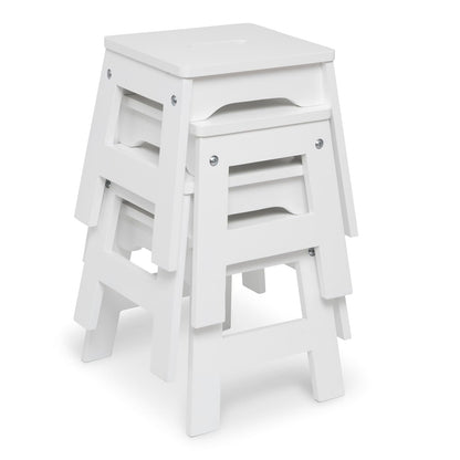 Melissa & Doug Taburetes de Madera - Juego de 4 (Blanco)