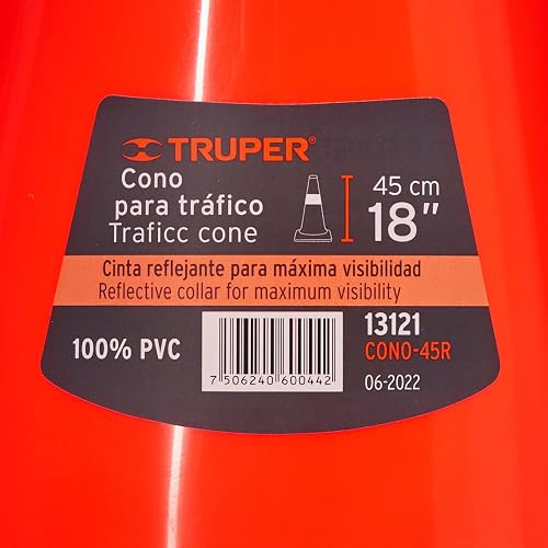 Truper CONO-45R, Cono de precaución, 45 cm con reflejante