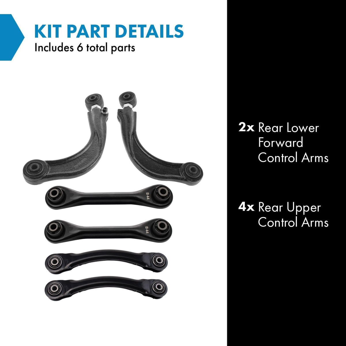 TRQ Juego de brazos de control superior e inferior trasero compatible con Ford Escape 2013-2019