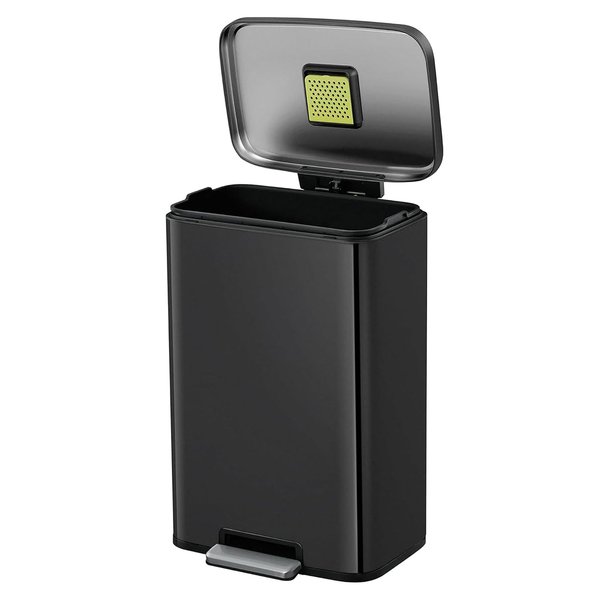 EKO Madison Bote de Basura para Cocina 50 L con Pedal Negro Mate | 50 litros, acabado negro mate, antihuellas dactilares, pedal resistente, cierre suave