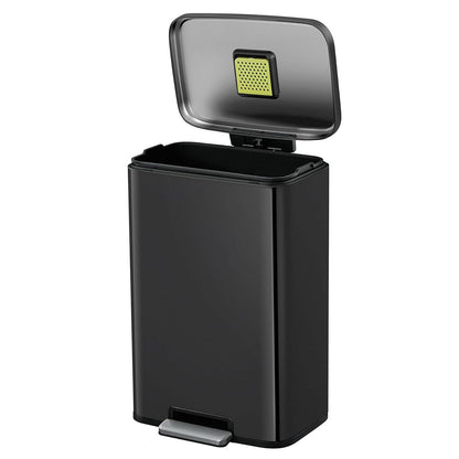 EKO Madison Bote de Basura para Cocina 50 L con Pedal Negro Mate | 50 litros, acabado negro mate, antihuellas dactilares, pedal resistente, cierre suave